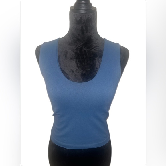 Free People Blue Fitted Crop Tank Top- M/L - Picture 1 of 5